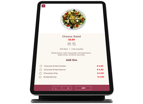 display menu with images on tablet